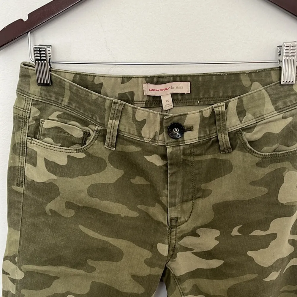 Banana Republic Heritage Camo army green Skinny Ankle Zip Stretch Jean's Sz 25 - Image 14