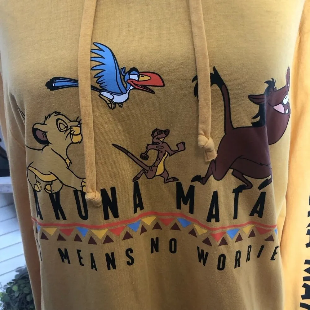 Disney The Lion King Hooded Sweatshirt Hakuna Matata Gold XS - Image 9