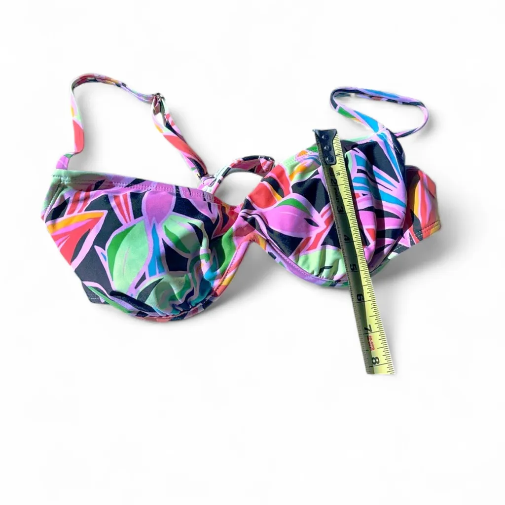 New Wild Fable Bralette Bikini Medium Green Tropical - Image 2