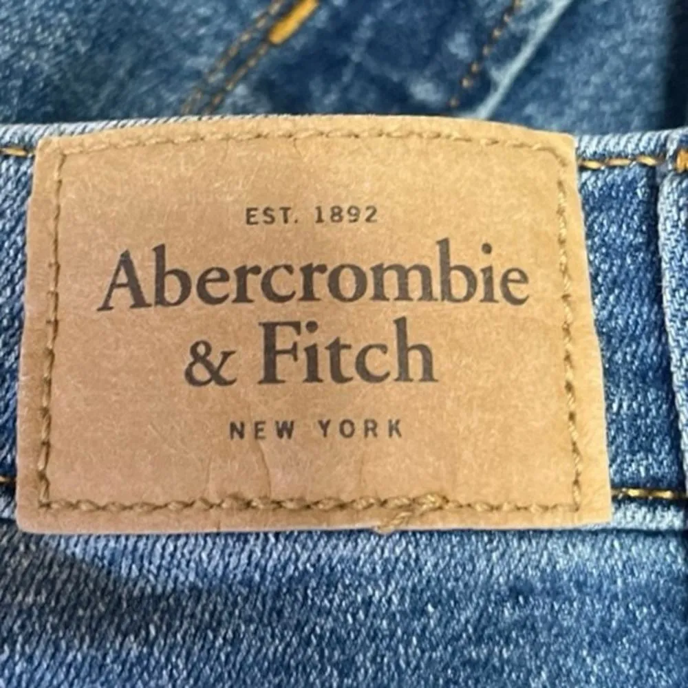 Abercrombie & Fitch Womens Blue Denim Ultra High Rise Raw Straight Leg Jeans 24 - Image 4