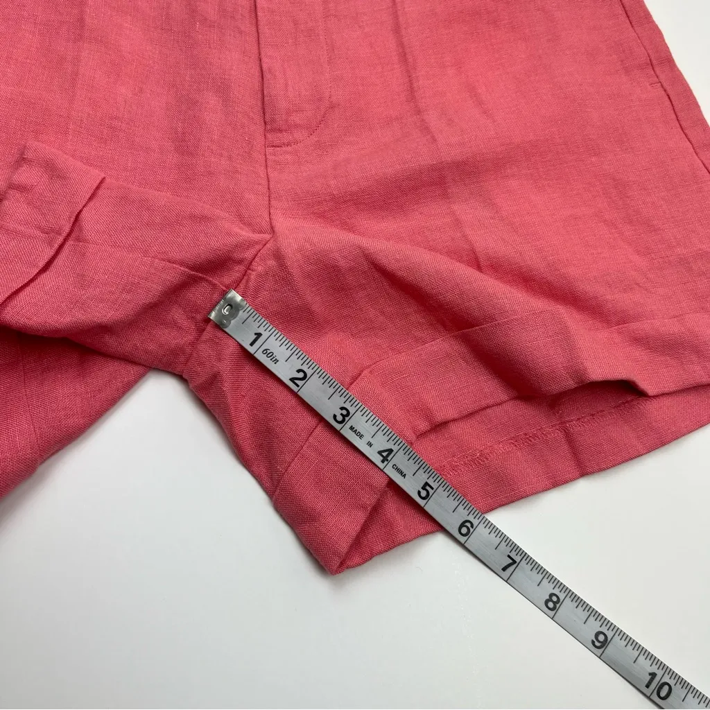 Polo Ralph Lauren Coral Pink 100% Linen Bermuda Shorts Women Size 16 Coastal NEW - Image 7