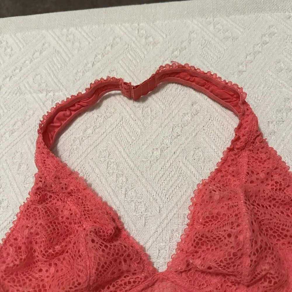 Victoria’s Secret Coral Pink Lace Halter Top Bralette Women’s Sz S Small - Image 3