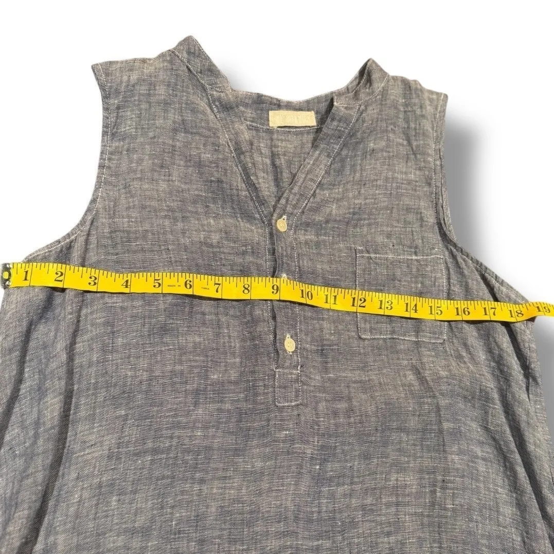 CP Shades 100% Linen Sleeveless Shift Dress Blue Small Luxury Minimalist USA‎ - Image 5