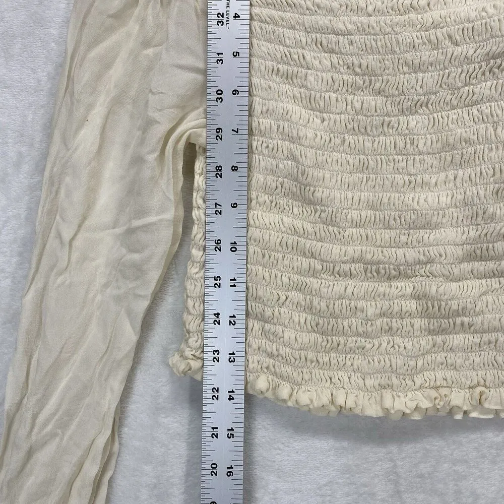 Reformation long‎ sleeve Smocked crop top Womens Small Y2K boho - flaw - Image 3