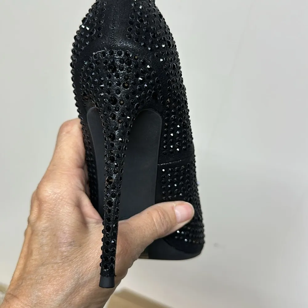 Elisabet Tang Women Pumps, Pointed Toe High Heel Glitter Rhinestone Heels Sparks Black Size 8 - Image 3