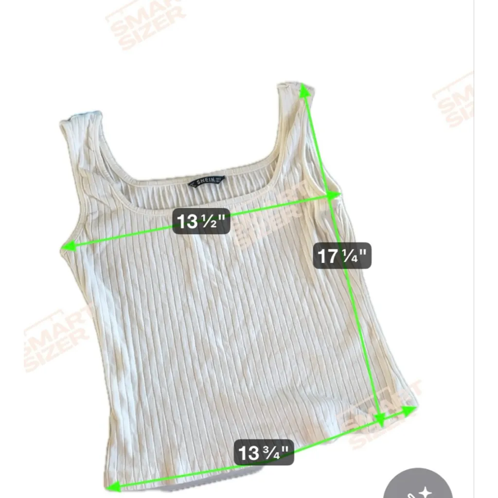 Women's SHEIN Cream Ribbed Square Neck Tank Top S - Image 4