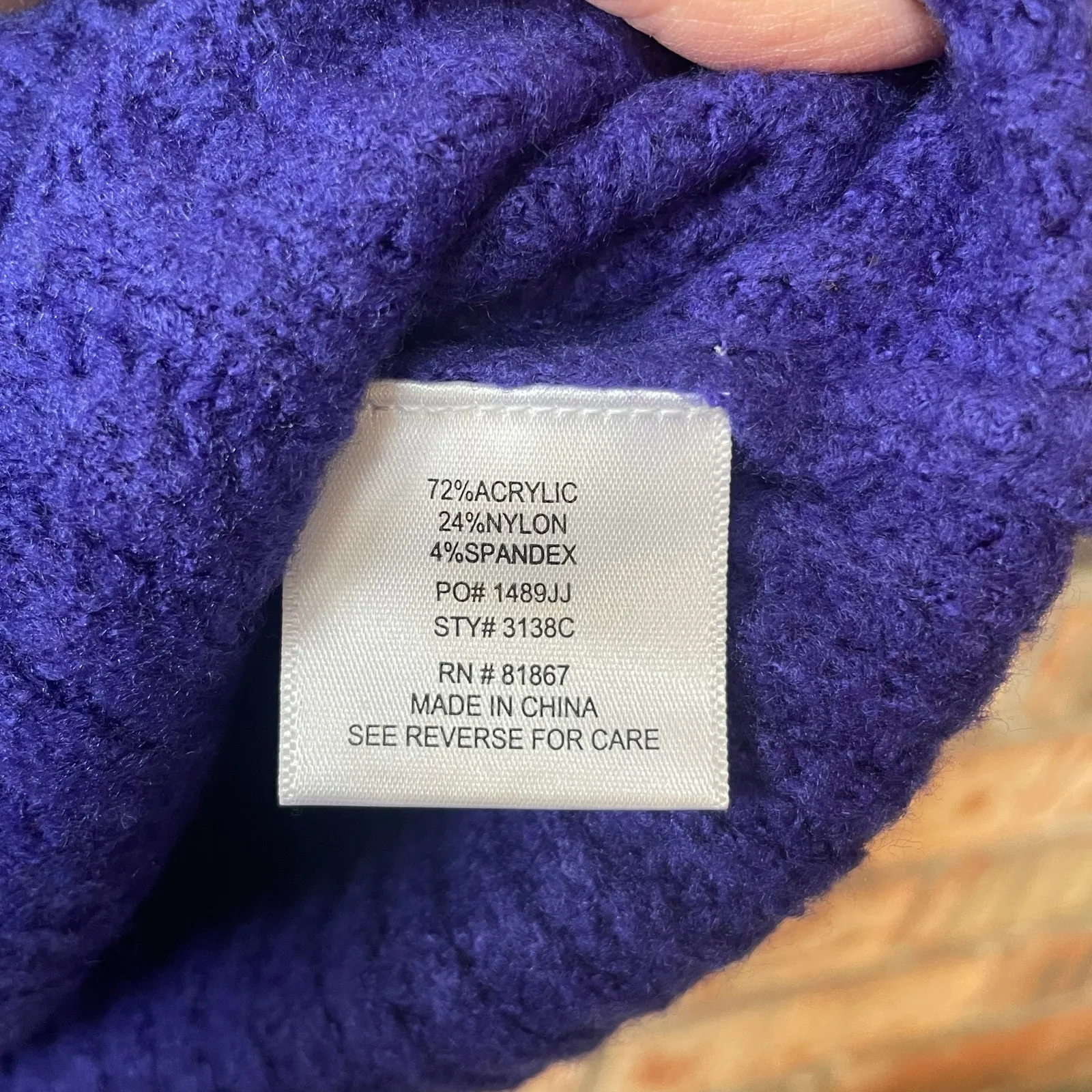 KIKIT Purple Hooded Sweater Cable Knit Size Small Casual Chunky Relaxed - Image 5