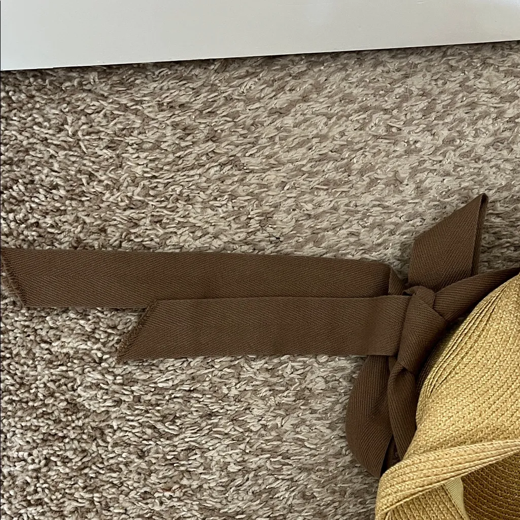 Redfish Designs Woven Paper Cotton Hat w/ Brown Fabric Bow Tan - Image 9