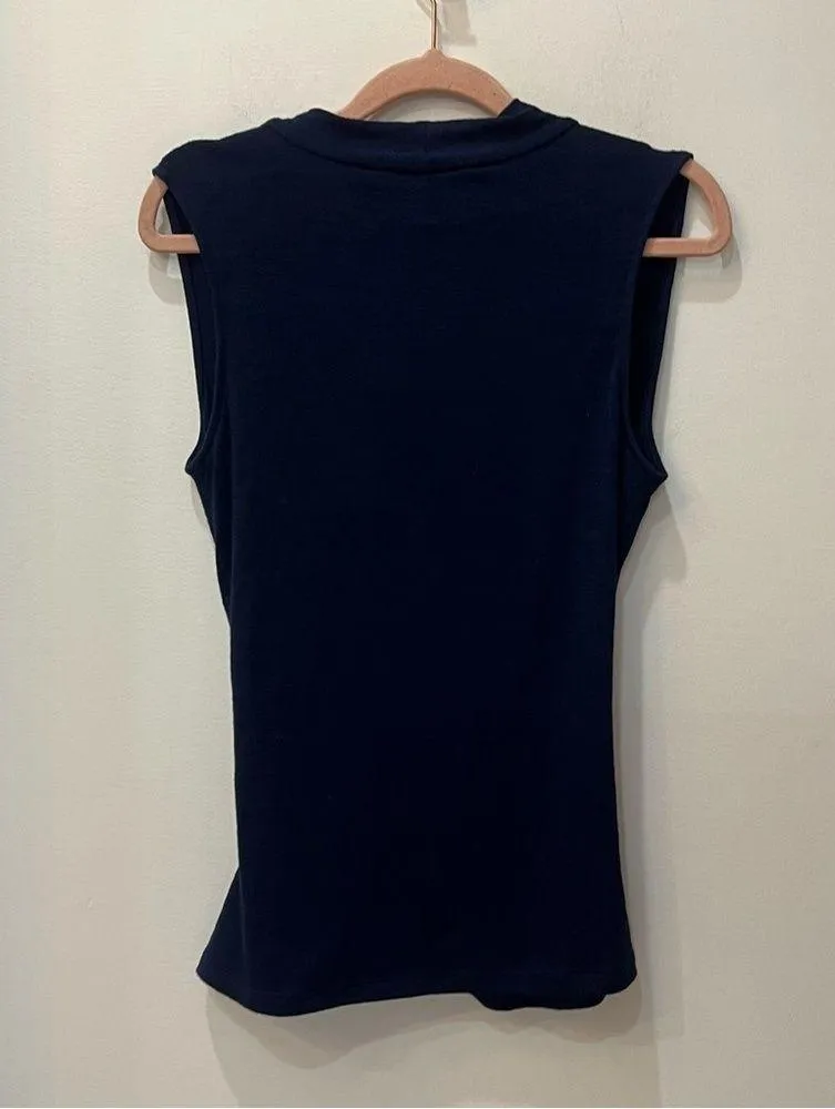 NWT 41 HAWTHORN Benni Wrap Front Ruched Knit Top size small petite Blue - Image 4