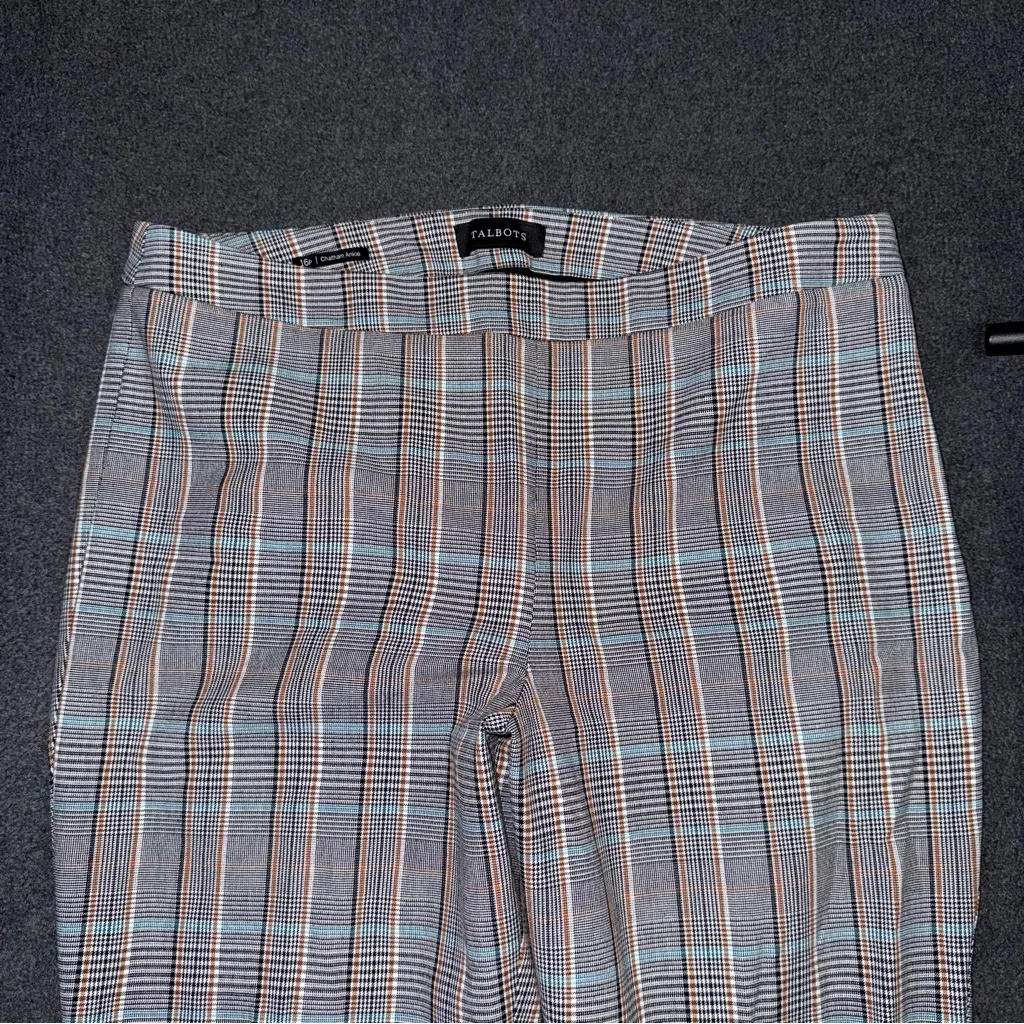 Talbots Chatham Ankle Pants 16 Petite Plaid Button Hem Slim Leg Side Zip Stretch - Image 4