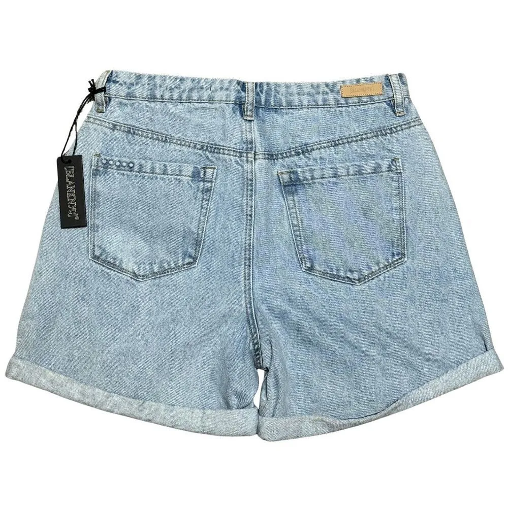 BLANK NYC The Perry Mom Jeans Shorts Light Wash Denim High Waist Cuff NWT 29 - Image 3
