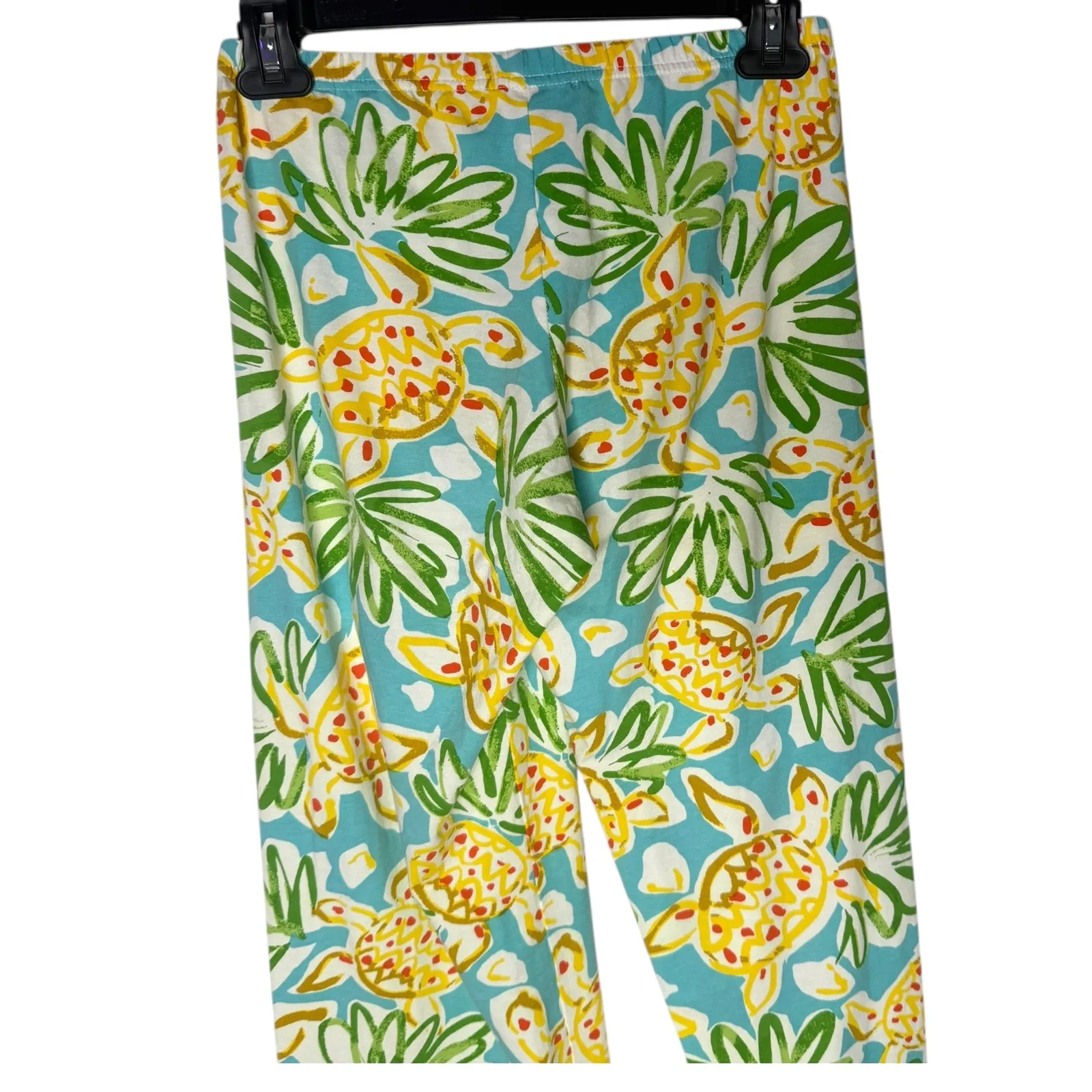 Barbara Gerwit Turtle Palm Tree Print Pull On Pants Size S Colorful Resort Wear Blue - Image 5