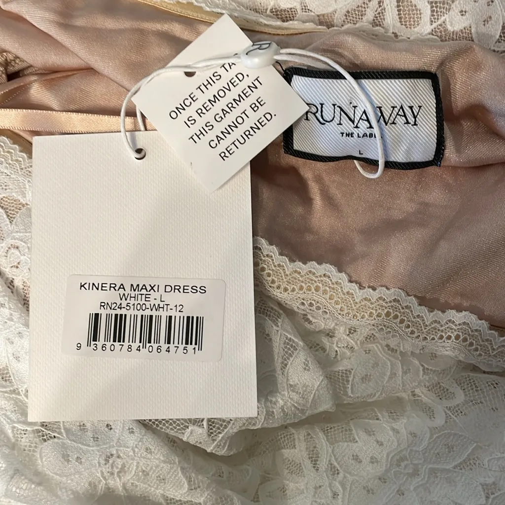 NWT Runaway The Label KINERA Chic White Lace Maxi Dress Size Large - Image 7