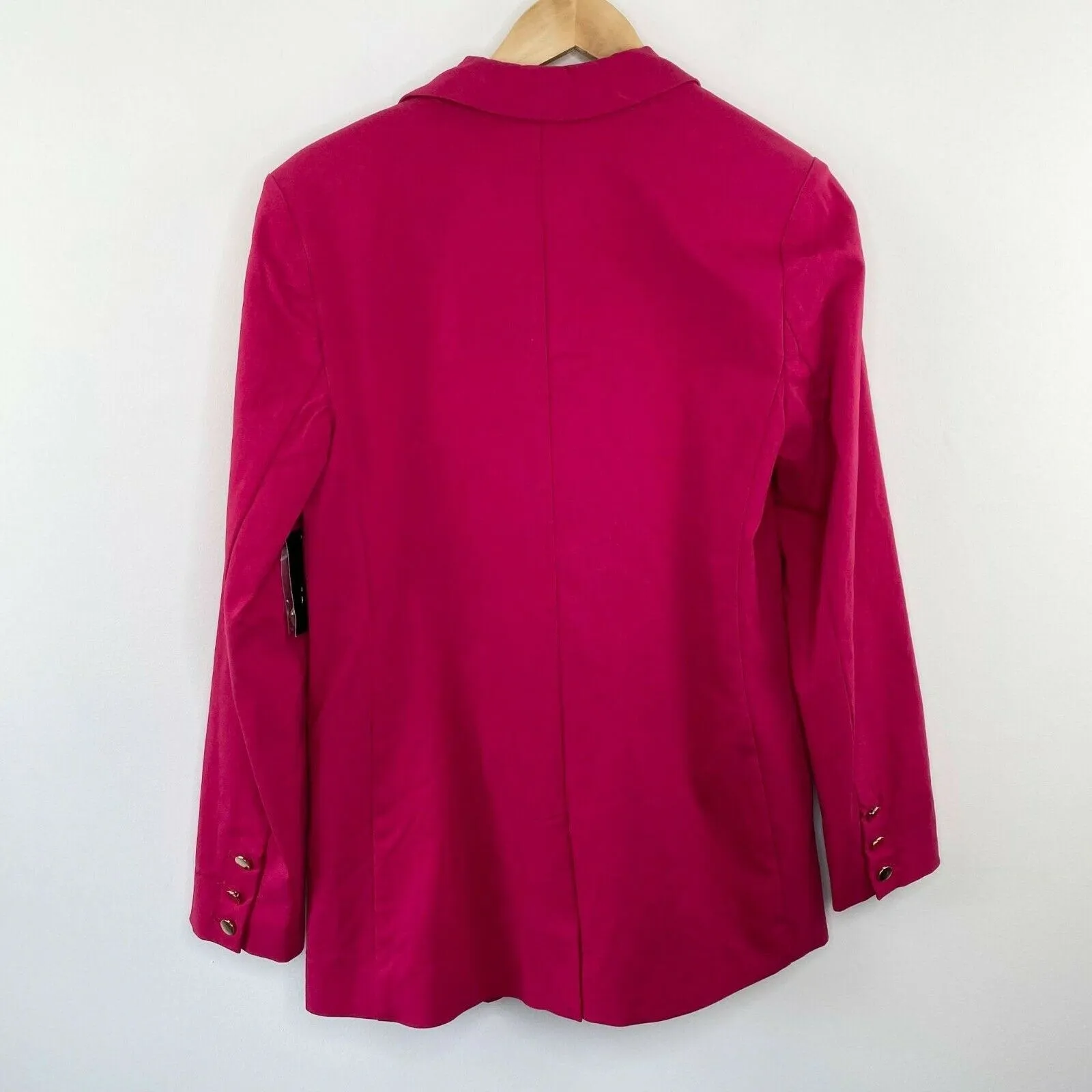 Thalia Sodi Cerise Pink Studded Pocket Blazer Jacket Size M Career Office Barbie - Image 9
