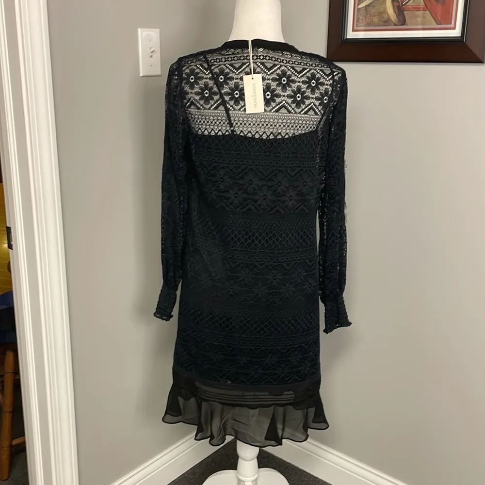 Sundance Navy Blue Lace Knee Length Dress Boho Bohemian Size Small Petite NWT - Image 7