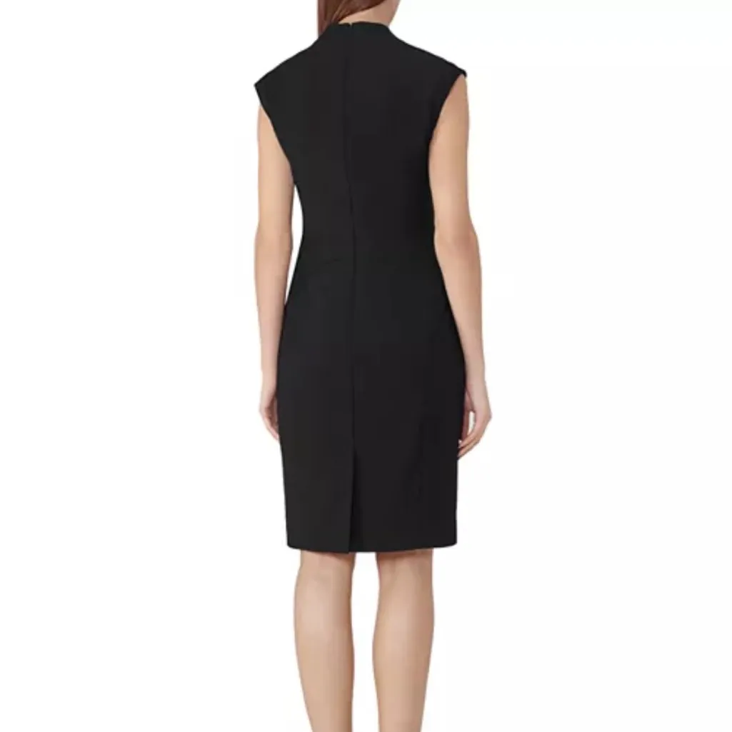 REISS Elia Tailored Black VNeck Business Event Luxury Wool Blend Collar Dress - Image 2