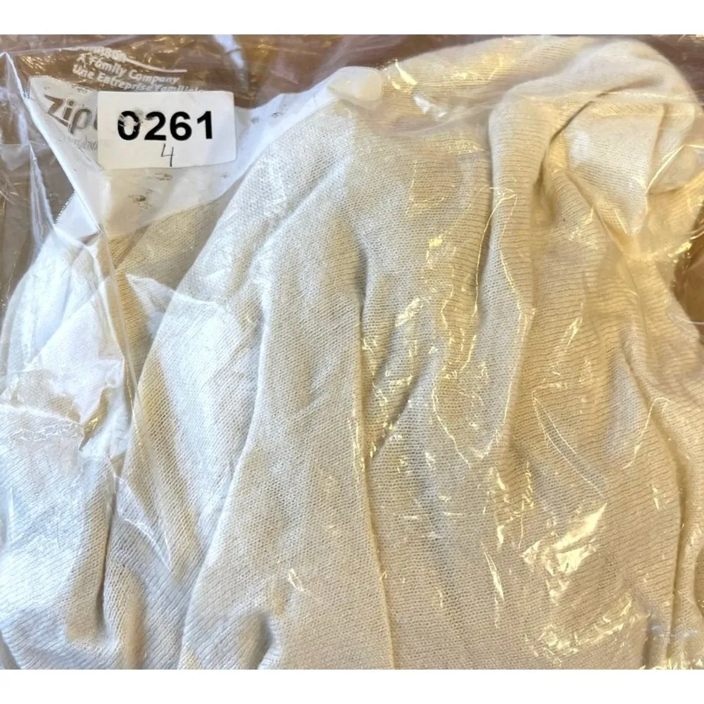 By Artisan Short Sleeve Lightweight Open Front Cardigan Size L Large Cream Asymm - Image 7