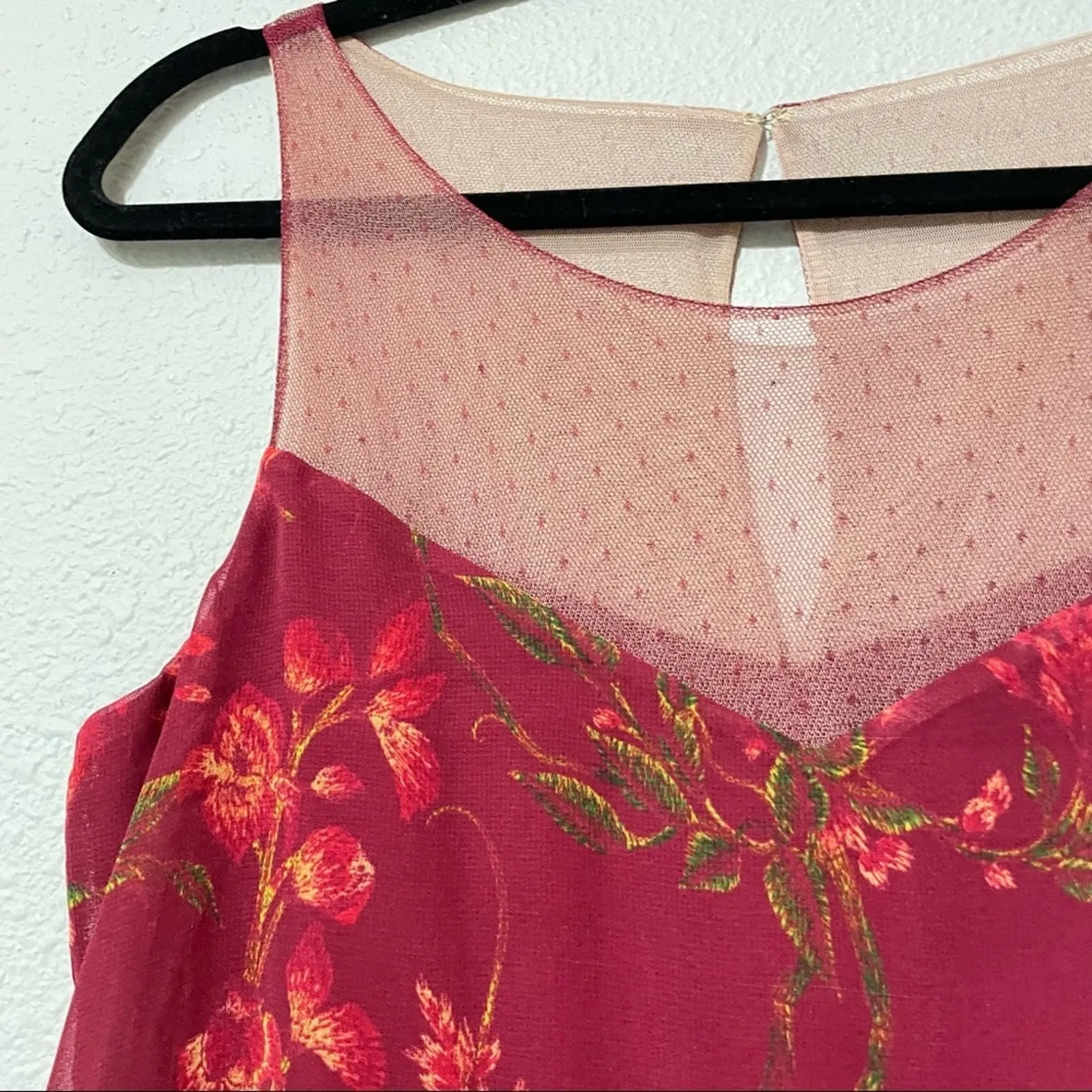 Marchesa Notte Red Floral Flowy Dress Casual Womens 2 Sleeveless Embroidered - Image 6