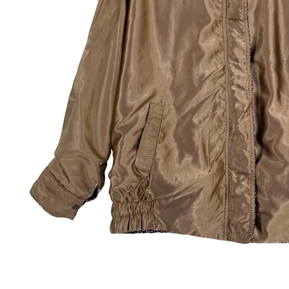 Vintage Metallic Floral/Black GDT TOO Reversible 90s Bomber Jacket One Size Black Size 8 - Image 10