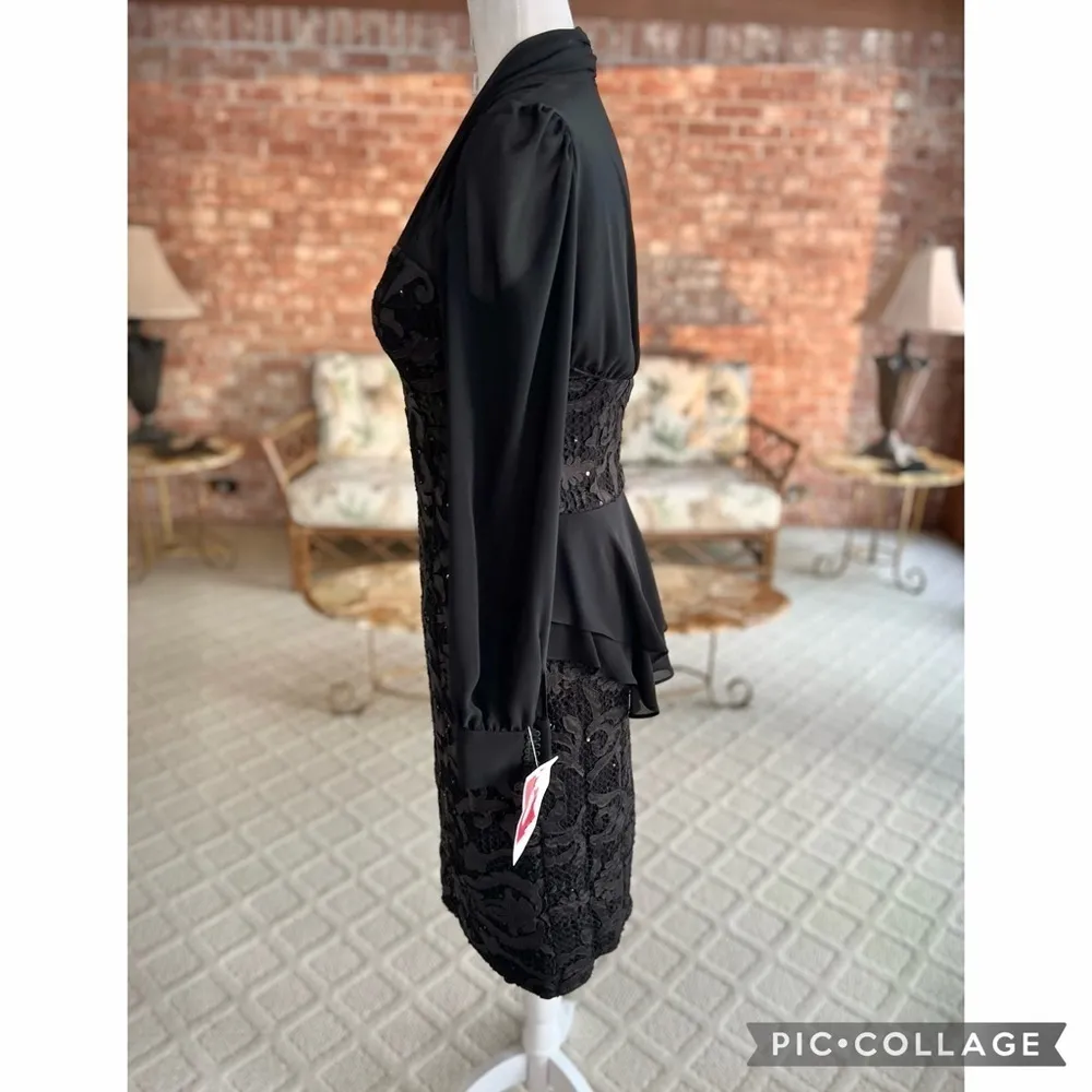 Stephen’s Dress Black Sequin Lace Embroidered Peplum NWT 8 (juniors) / Ladies 4 Size undefined - Image 9