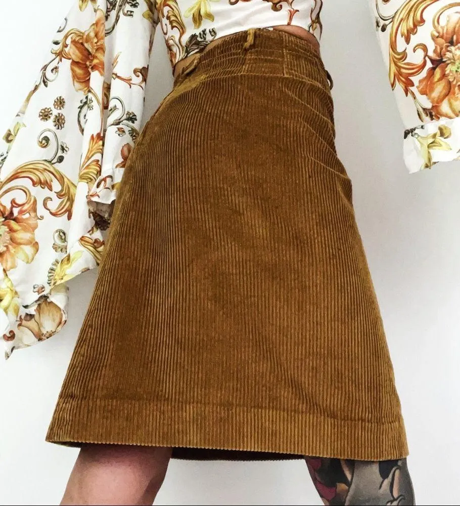 Vintage Corduroy Skirt in Brown | Size XS - Image 4