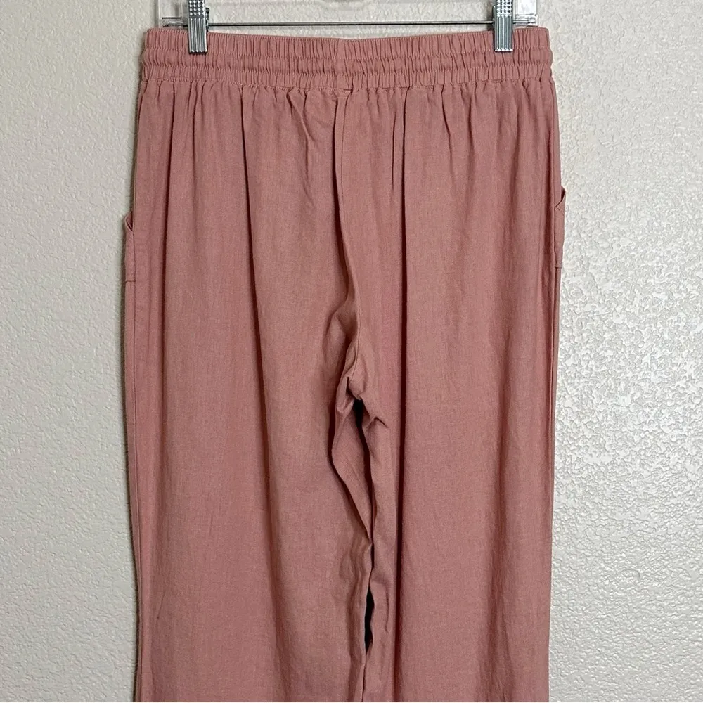 Ci Sono Linen Blend Pink Drawstring Wide Leg Pull On Pants, Sz Medium - Image 6