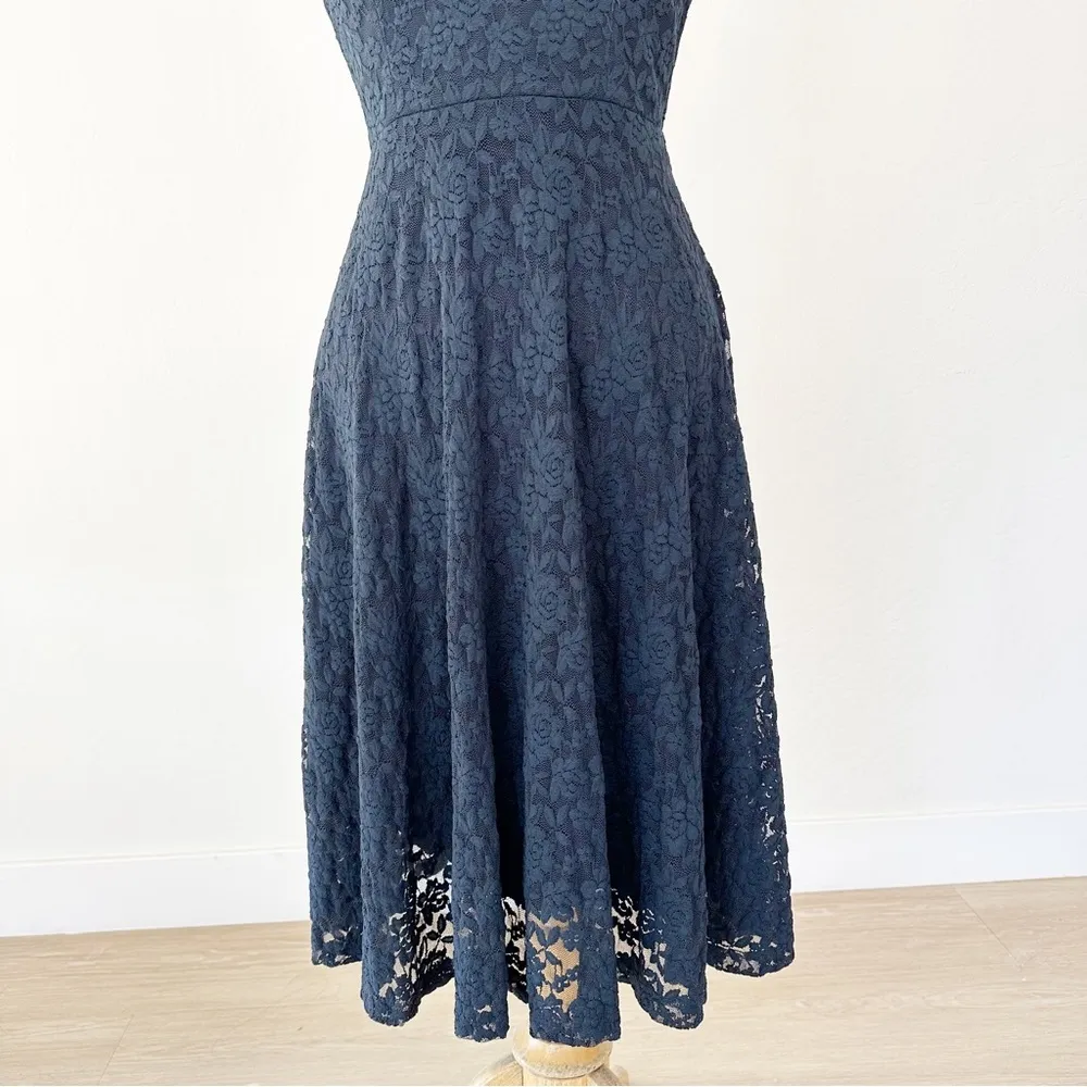 Lulu's Spectacular Navy Blue Lace Midi Dress | Small - Image 5