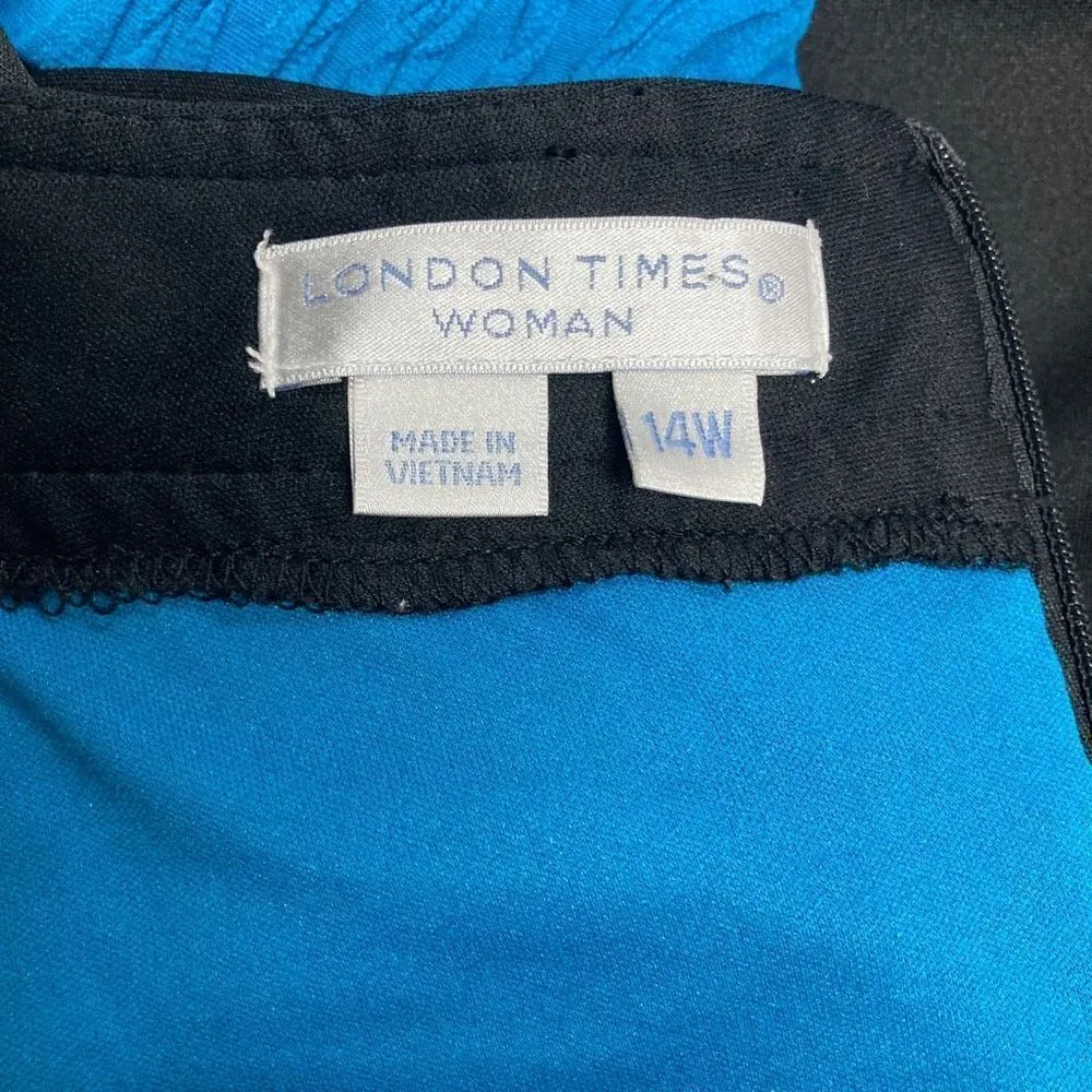 LONDON TIMES Woman Dress‎ Size 14W Bodycon Black Bluegreen - Image 9