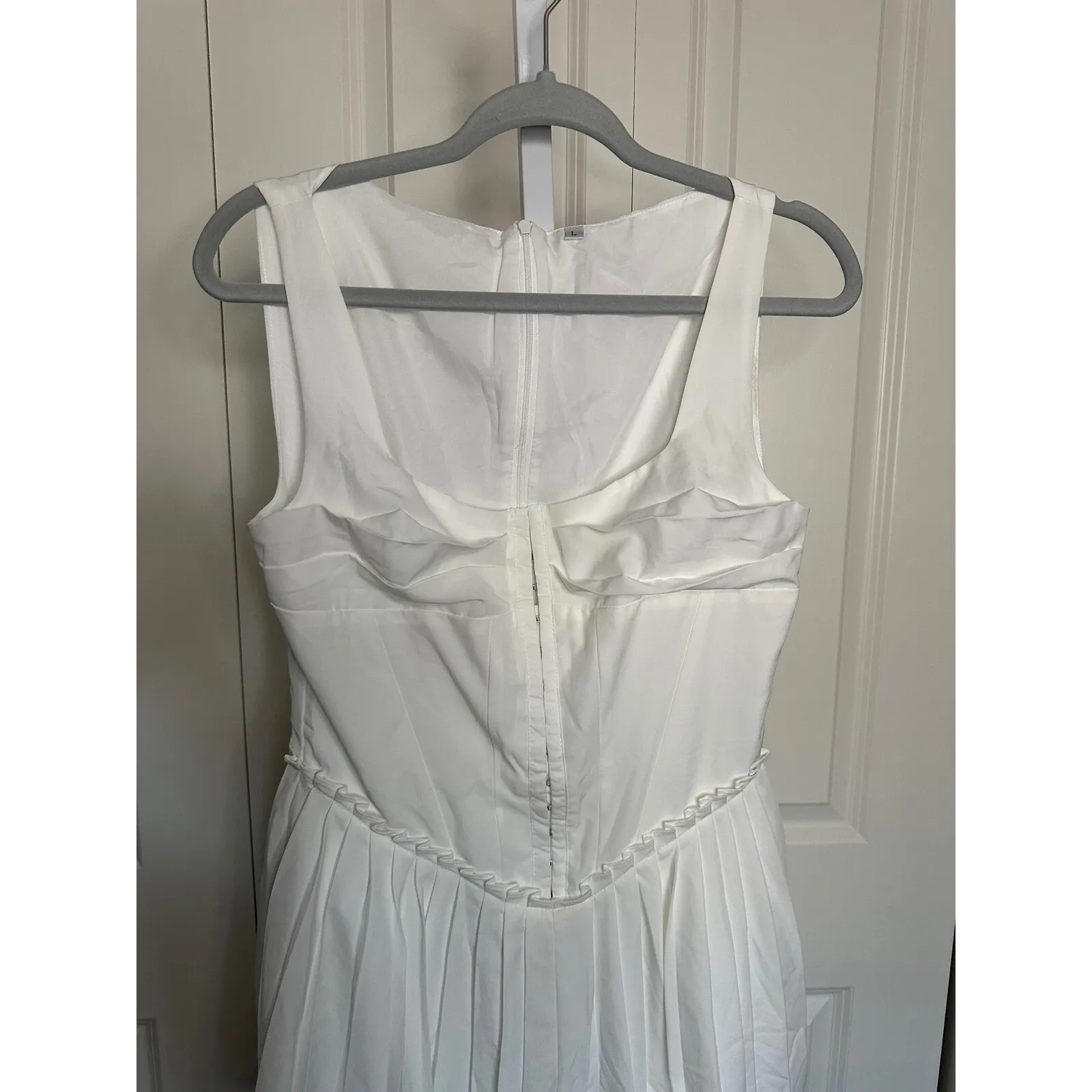 CommeNse White Mini Dress Pleated Corset Sleeveless Party Cocktail Size‎ L Size L - Image 2