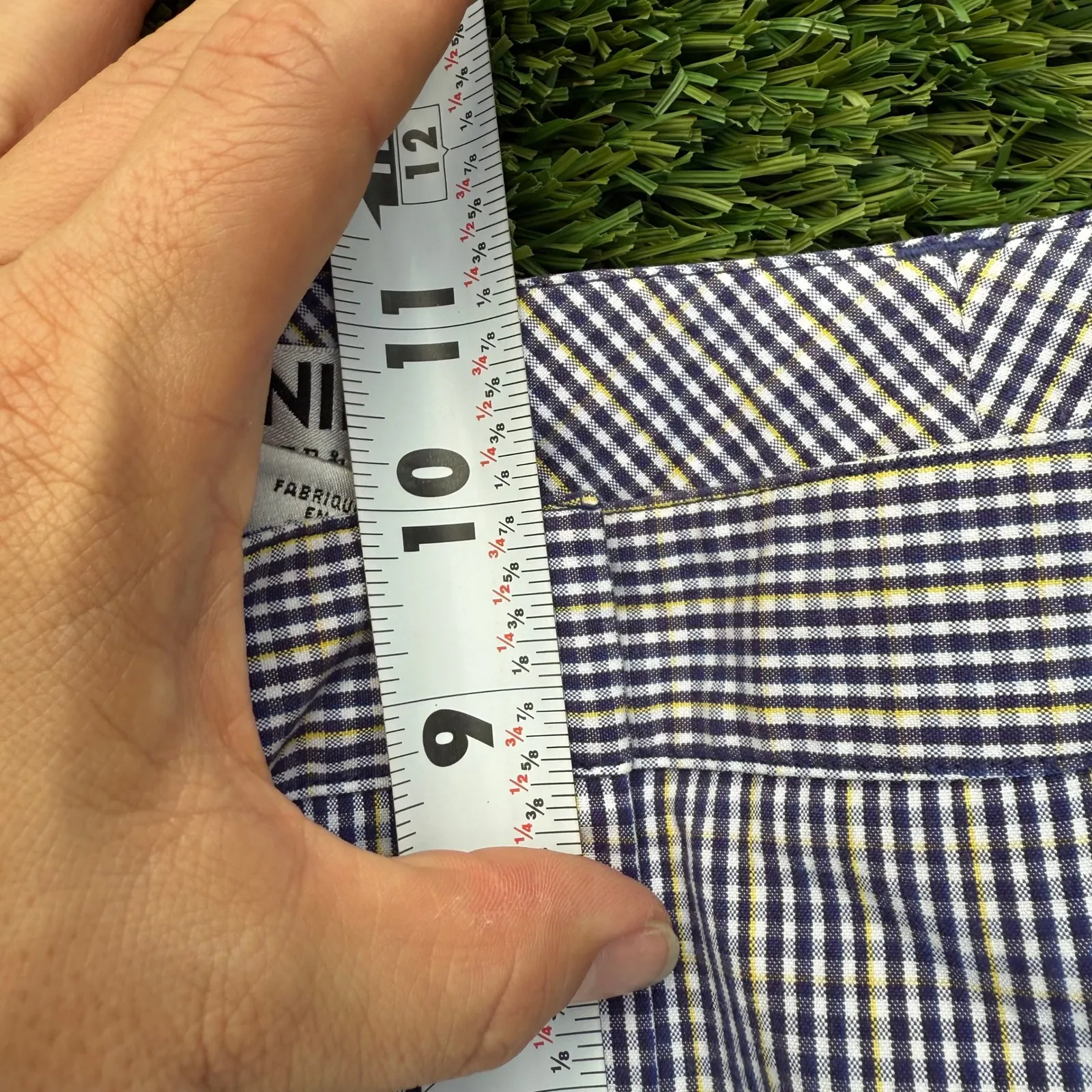 Cutter & Buck Annika Women's Gingham Print Shorts Size 8 Blue Yellow - Image 7