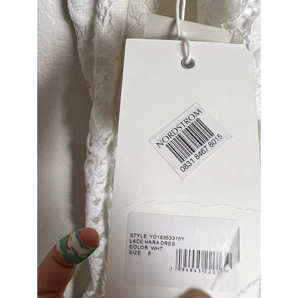 LIKELY White Lace Hara Flounce Hem Ruffled Square Neck Bridal Midi Dress Size 6 - Image 12