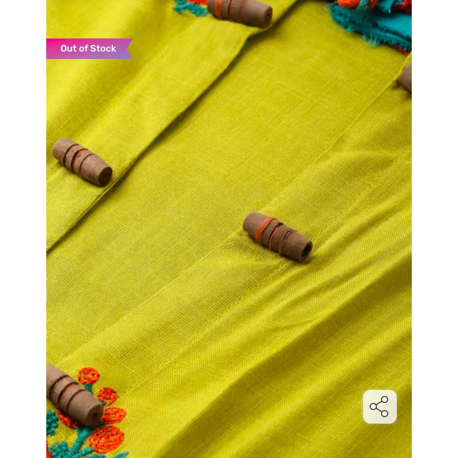 Neerus Green Embroidered A Line Kurta w/ Jacket Maxi Bell Sleeve Womens XXL 2XL - Image 3