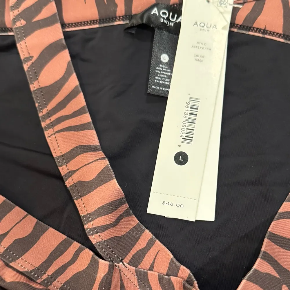 Aqua Swim Womens Tiger Print Strappy Bikini Bottom Swimwear Size L - Image 6