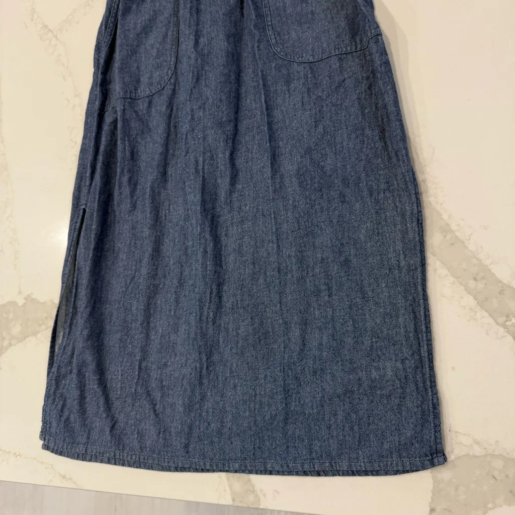 PrAna Sky Haven Organic Cotton Denim Midi Dress Women’s Small Deep Denim Blue - Image 5