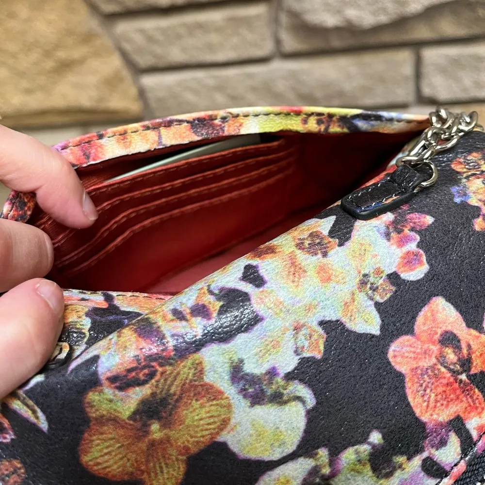 Hobo The Original Daria Floral Handbag Convertible Chain Strap Detachable Purse Pink - Image 11