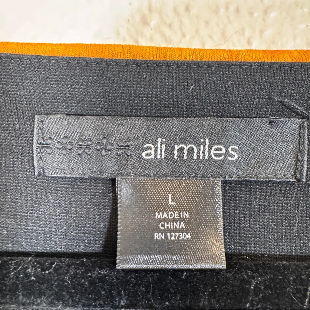 Ali Miles Black Red Asymmetrical Blouse Womens L Lagenlook Artsy Art to Wear Top Size L - Image 11