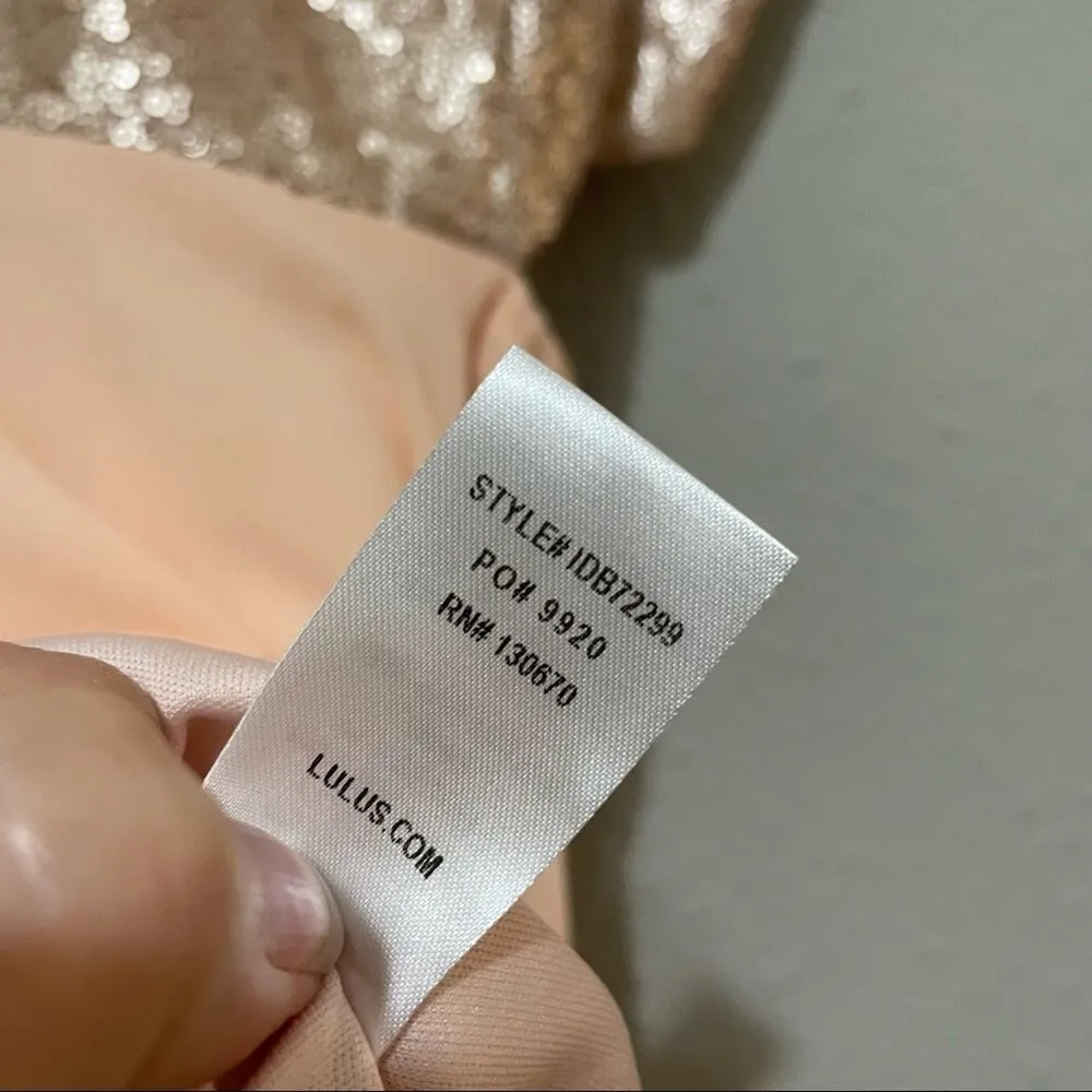 Lulus Peach Sequined Cut Out Sides Party Dress Mini Womens XS Swifty Eras Tour - Image 7