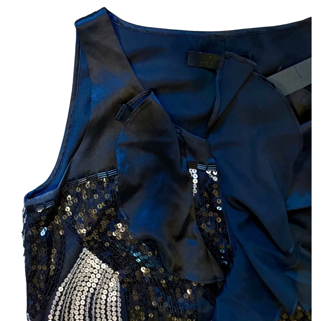 NWT Robert Rodriguez S Party Sequin Mini Dress Shift Black Silver Hale Bob - Image 7