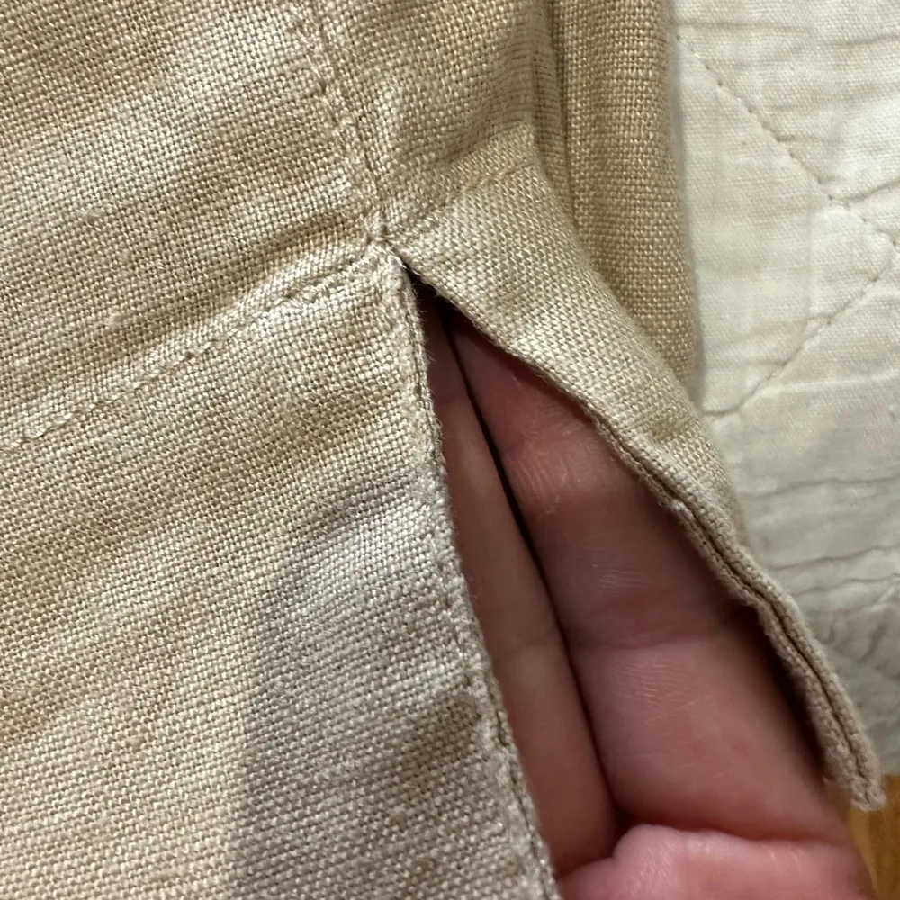 Eddie Bauer Vashon Fit Pants Womens Tan Khaki Flare Leg Adjustable 14 linen - Image 4