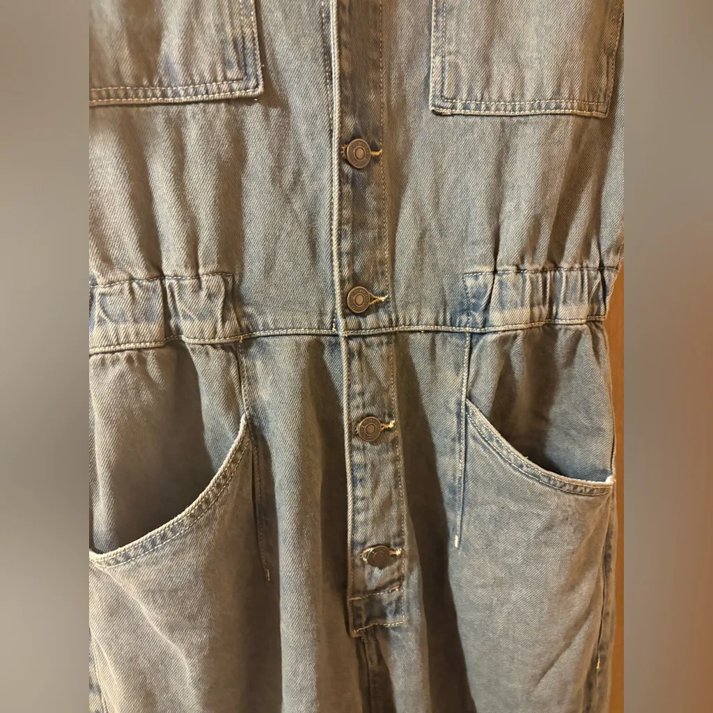 Free People Marci Relaxed Denim Utility Coveralls in Ian Indigo - Image 8