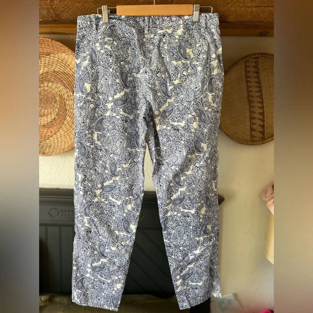 Talbots Blue & White Paisley Print Relaxed Fit Chino pant 10-playful paisley - Image 6