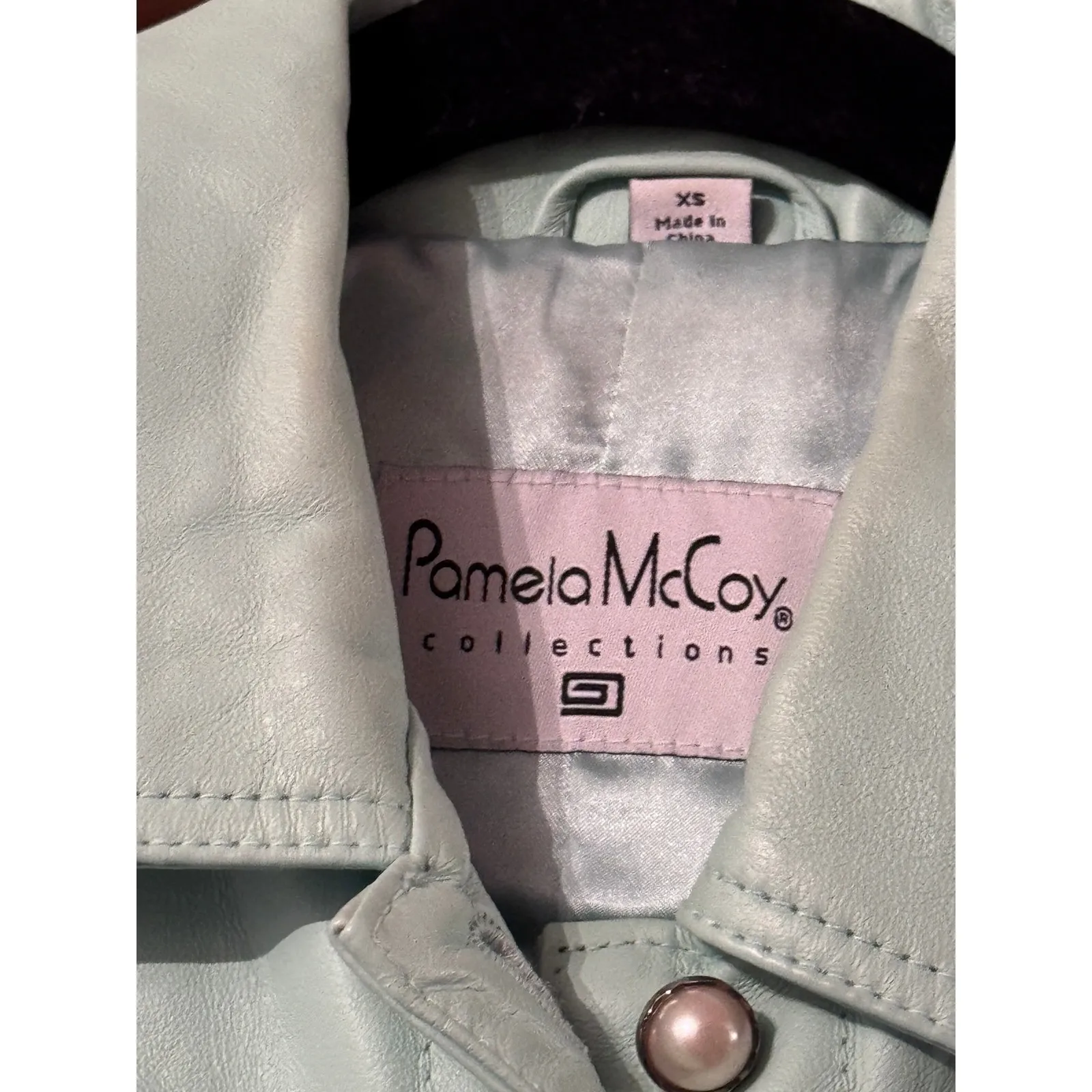 Patricia McCoy collectoin Lace Up Leather Jacket Mint Green Moto Style Size XXS - Image 10