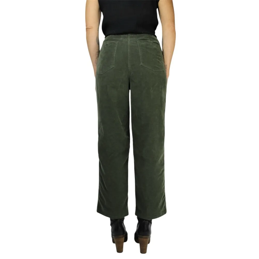 House of Harlow 1960 Cotton Blend Corduroy Straight Leg Pant Olive • Sz 6 - Image 3