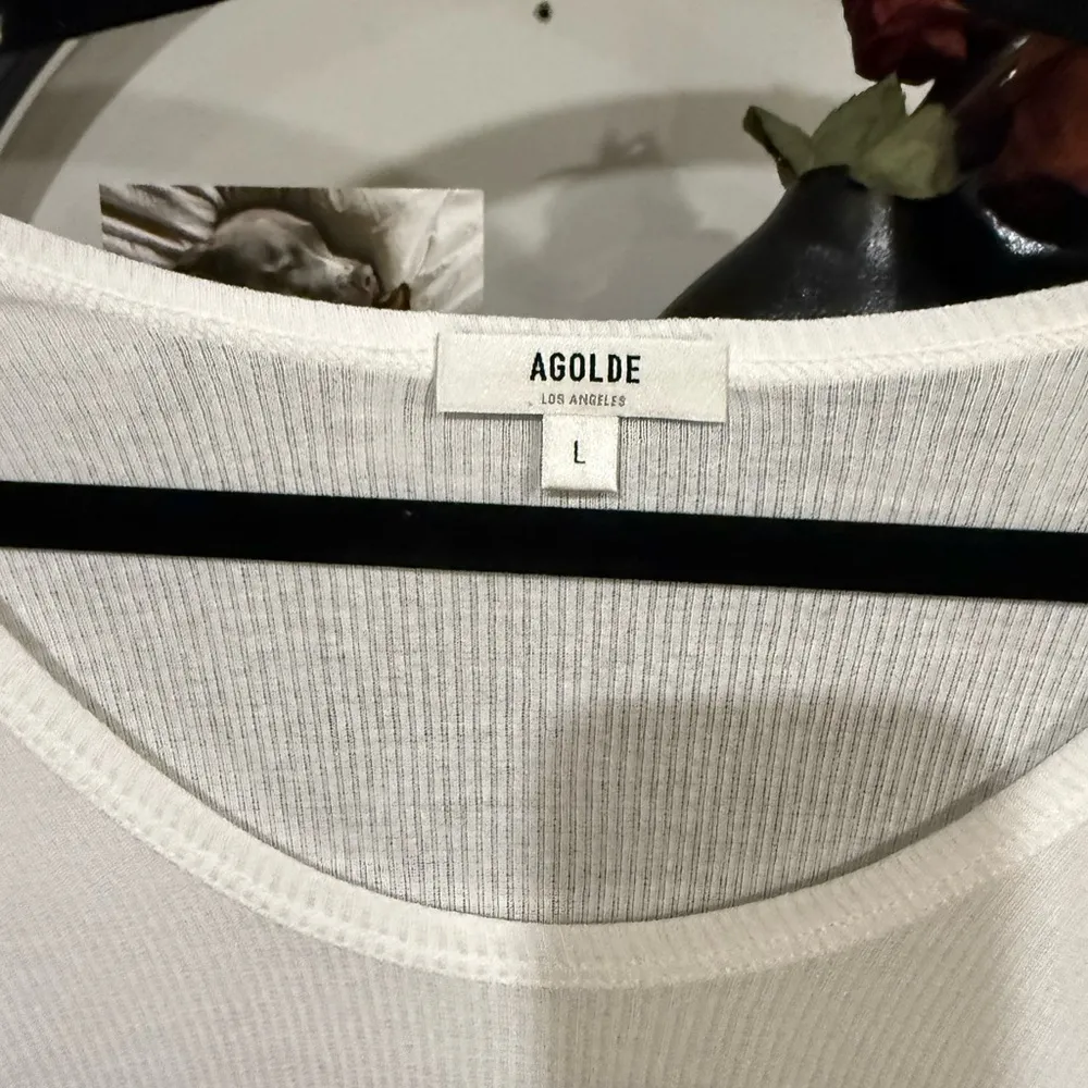 Agolde White Fitted Short Sleeve T-Shirt size large - Image 3