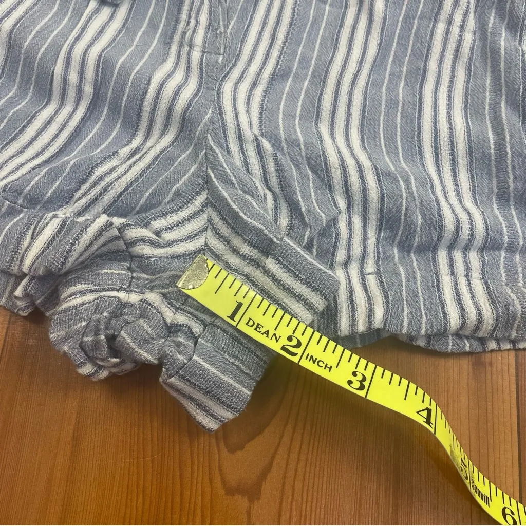 Angie Shorts Stripe Pull On Linen High Waist Paperbag Tie Fabric Belt size XS - Image 4