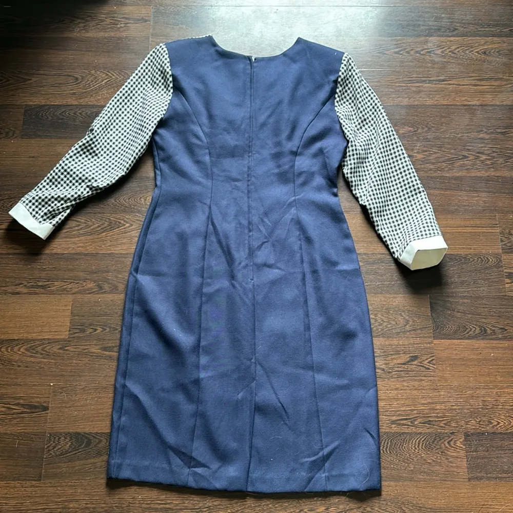 Melissa Petites Vintage Long Sleeve Midi Dress Navy Blue 14 - Image 6