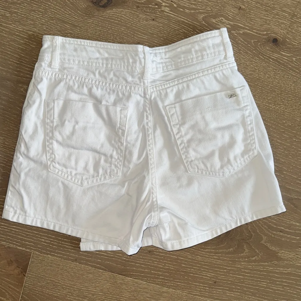 ZARA White Denim Mini Skort size XS - Image 2