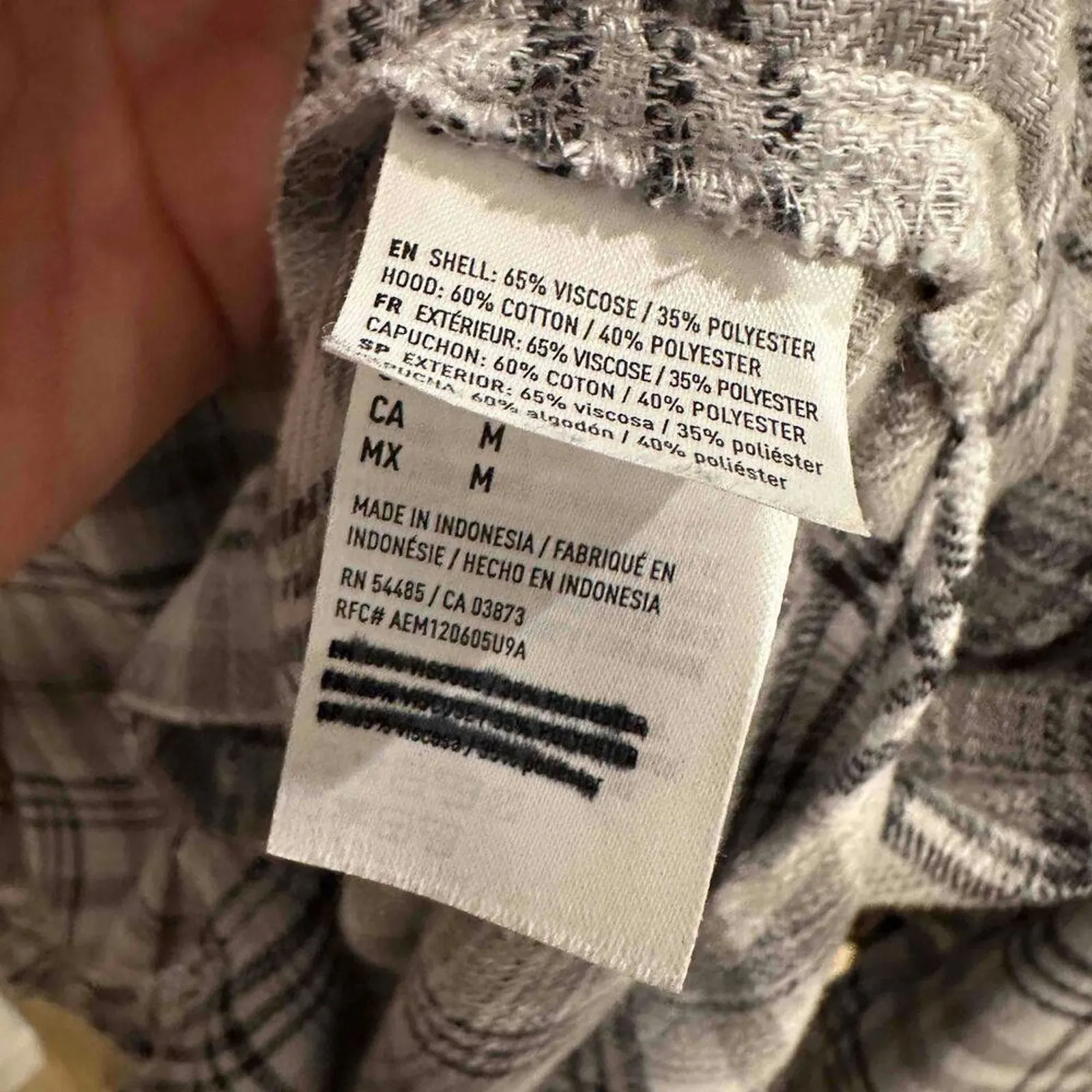 American Eagle Womens Grey Plaid Long Sleeve Hooded Button Up‎ Shirt Medium - Image 6