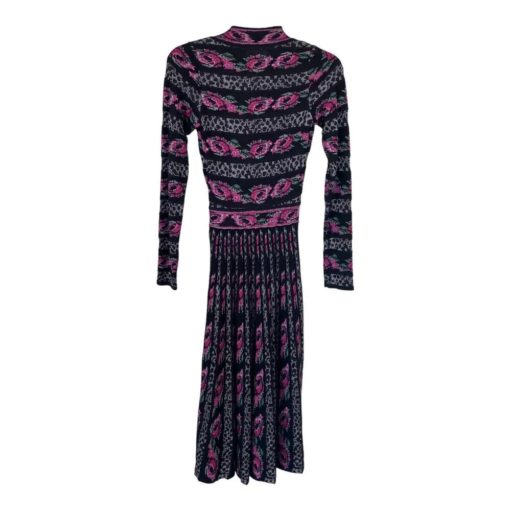 Anthropologie Cecilia Prado Emi Midi Floral Sweater Dress XS Black - Image 9