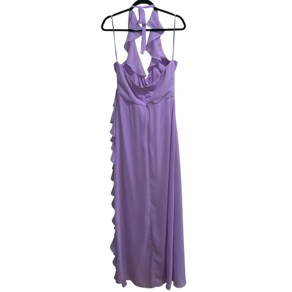 NEW NWT YAURA X REVOLVE Itunu Ruffle Halter Maxi Gown In Lilac Light Purple - Image 6